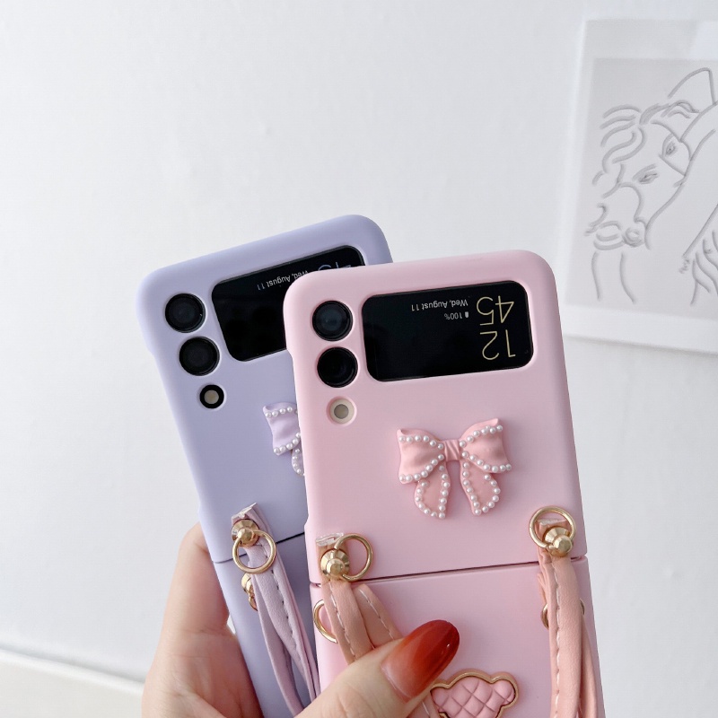 Ốp Điện Thoại PC Cứng Chống Sốc Hình Gấu Dễ Thương Cho Samsung Galaxy Z Flip 4 5G Samsung Zflip 3