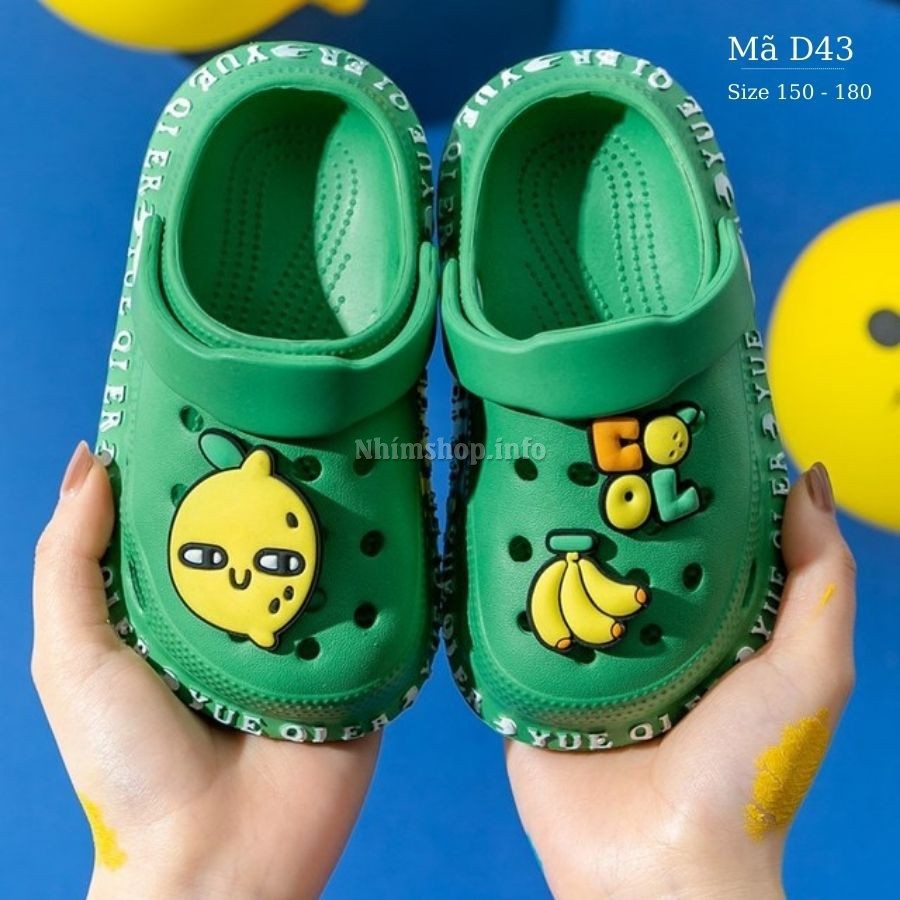 Dép cho bé mario 2 - 4 tuổi, Sục cross cho bé trai bé gái siêu nhẹ chống trơn hình hoa quả dễ thương có quai hậu D43