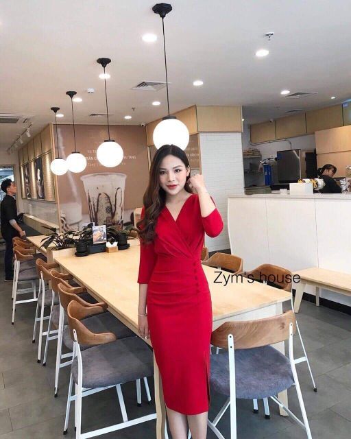 Đầm body tay lở xẻ tà sexy