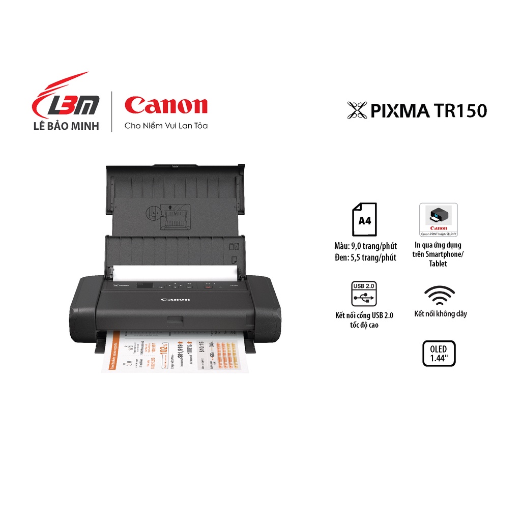 Máy in Phun Di Động Canon Pixma TR 150 Kèm Pin