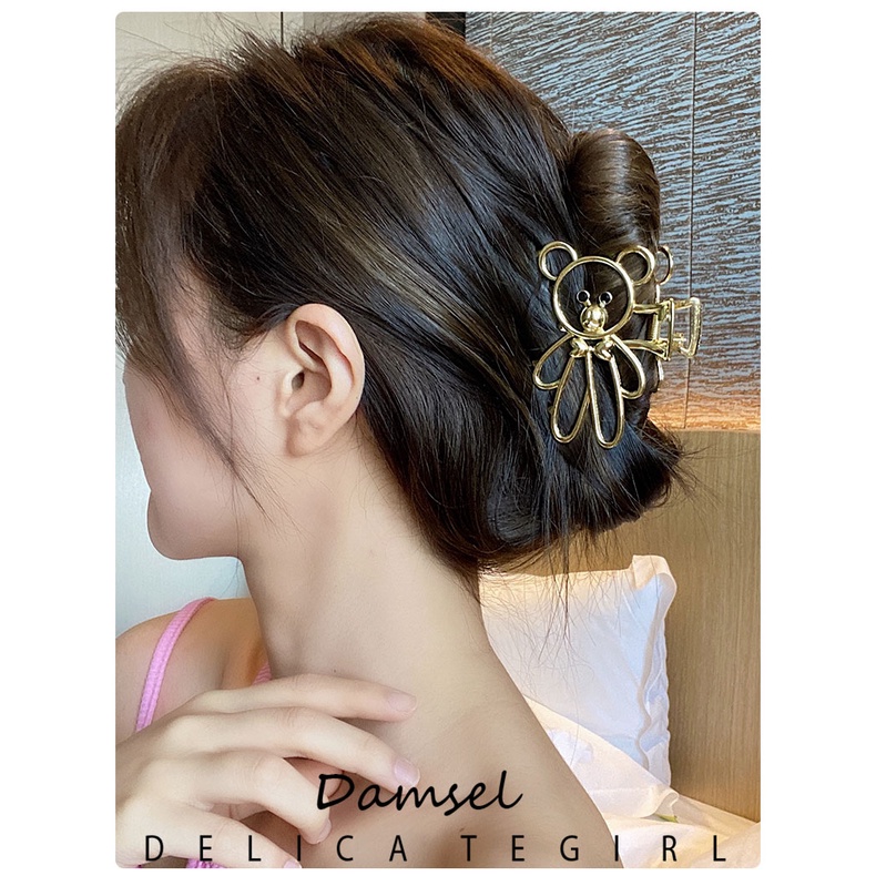Kẹp Tóc Kim Loại Hình Gấu Dễ Thương Phong Cách Hàn Quốc Dành Cho Bạn Nữ