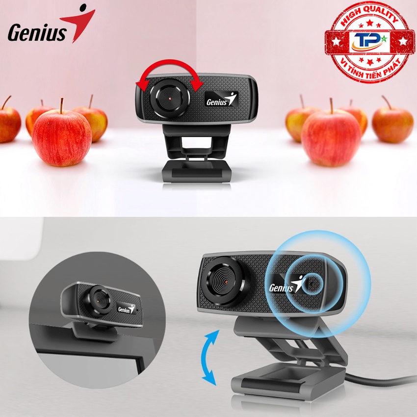 Webcame Genius Facecam 1000X V2 phân giải HD 720P dùng cho học online hội họp trên mạng tích hợp micro kết nối cổng USB