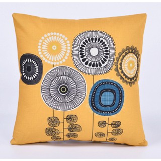 Vỏ gối tựa lưng, gối vuông trang trí vải bố dày dặn cao cấp Hoa Văn Tròn