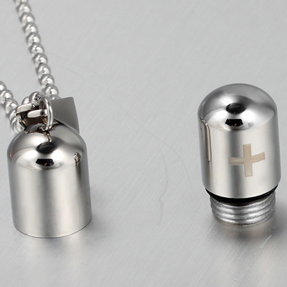 Vòng cổ mặt dây thiết kế hình viên thuốc phong cách punk thời trang cho nam nữ