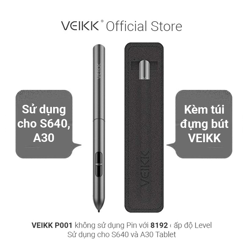 Bút cho bảng vẻ điện tử VEIKK P001 không dùng pin 8192 levels hỗ trợ cho S640 and A30