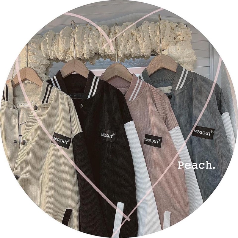 Áo khoác bomber bóng chày thêu logo kaki nhung gân 1 lớp unisex ulzzang nam nữ