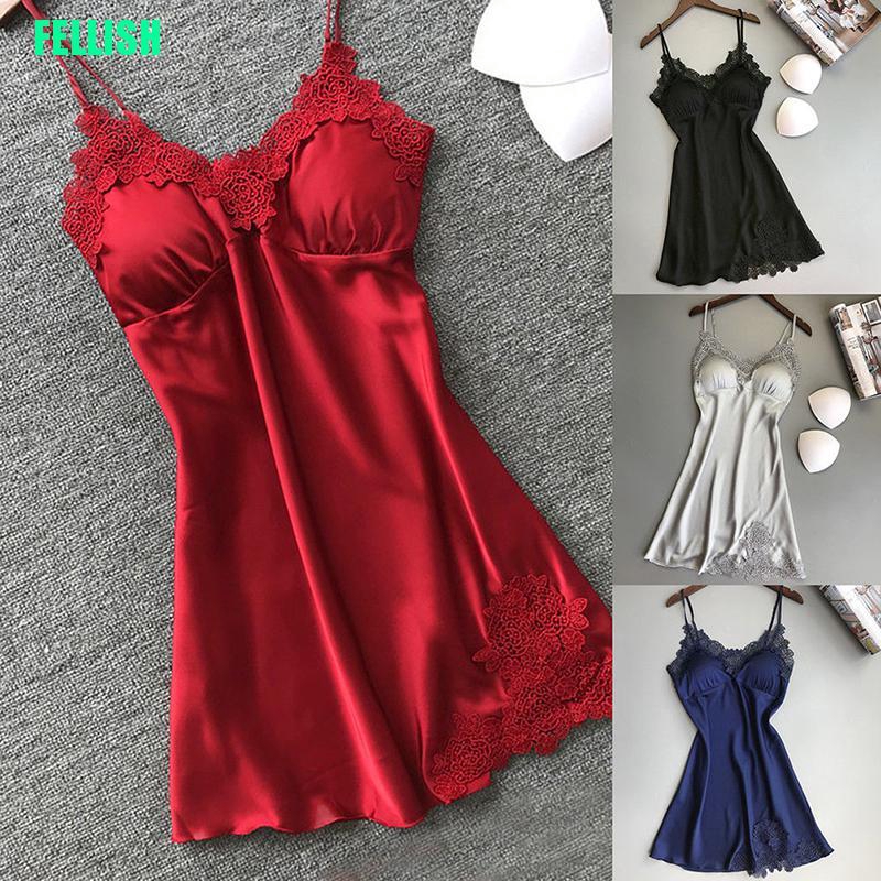 Đầm Ngủ Lụa Phối Ren Gợi Cảm Cho Nữ