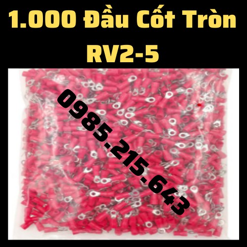 1000 Đầu cos tròn 2-5, cốt 2-5, đầu cos dây điện, RV2-5, Đầu cos tròn các loại