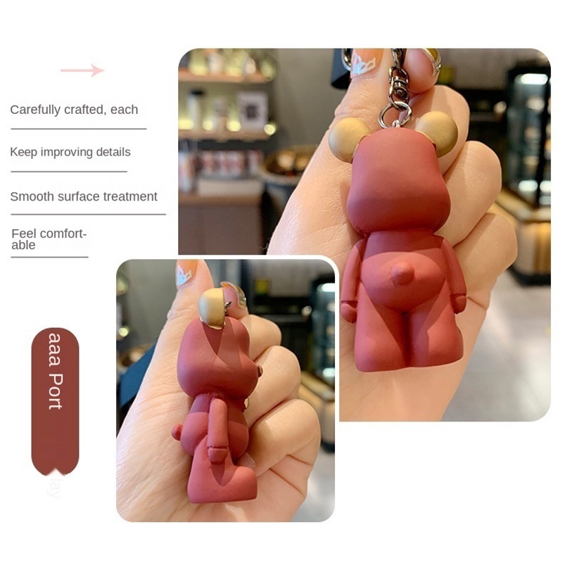 Móc khóa gắn hình gấu hoạt hình phong cách Hàn quốc dễ thương nhiều màu tùy chọn thời trang YD