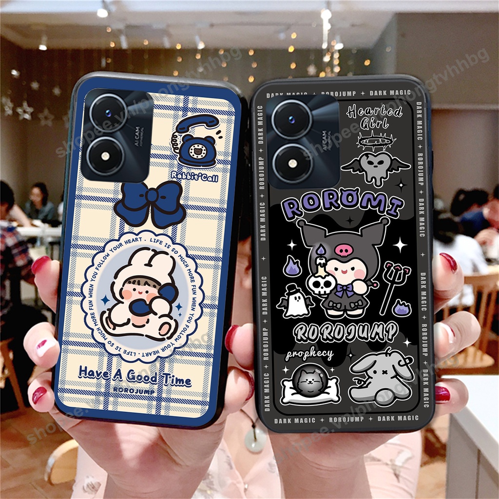 Ốp lưng Vivo Y02S - Vivo Y01 gấu bo viền sọc caro cực đẹp giá rẻ cute