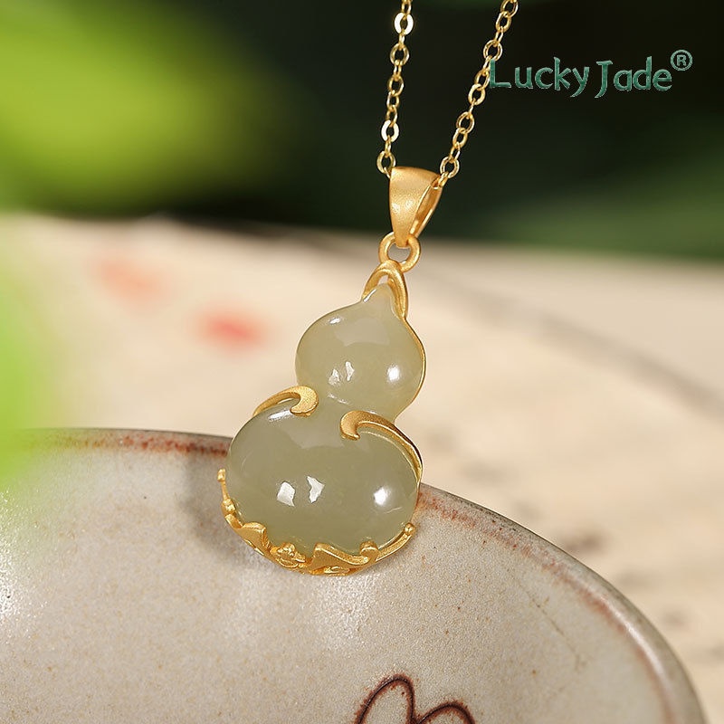 Vòng cổ Mạ Vàng 18K Đính Đá Ngọc Bích Trắng Phong Cách Cổ Điển Thời Trang Cho Nữ