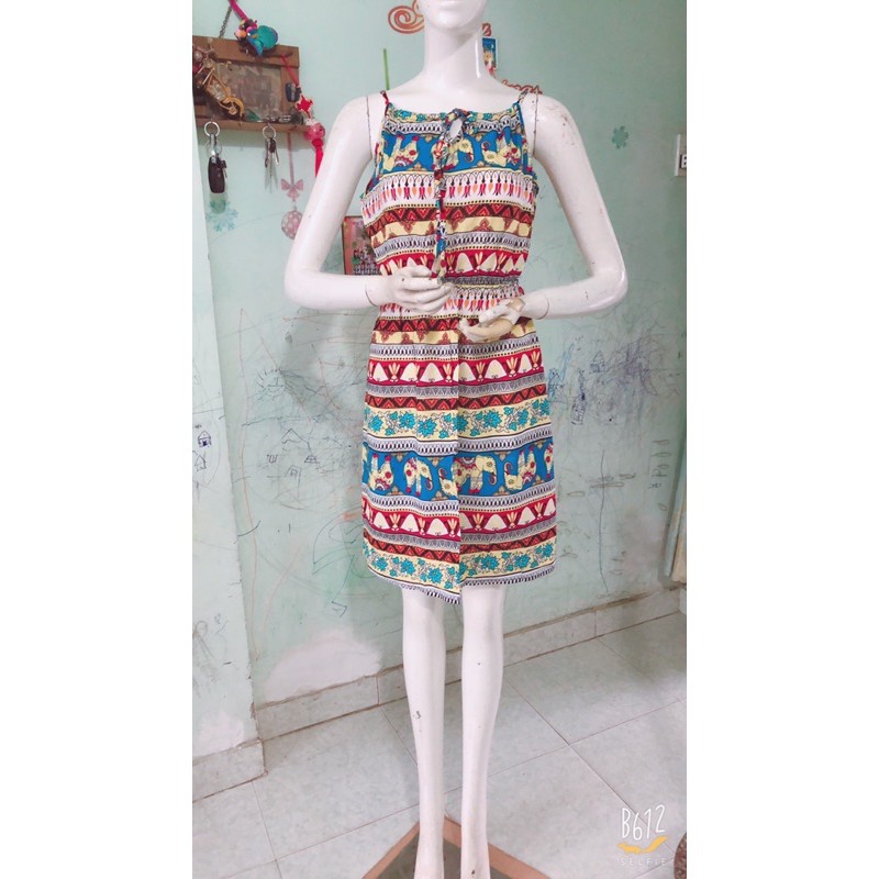 [Mã WAMT1505 giảm 10K đơn 0K] [40-58ký]Đầm lanh yếm 2 dây dài 9 tấc (giá rẻ thanh lý) | BigBuy360 - bigbuy360.vn