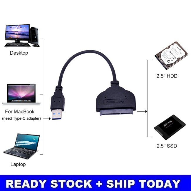 Cáp Chuyển Đổi 5gbps Usb 3.0 Sang Sata 3.0 Usb3.0 Sang Serial Ata Iii 7 + 15 22pin