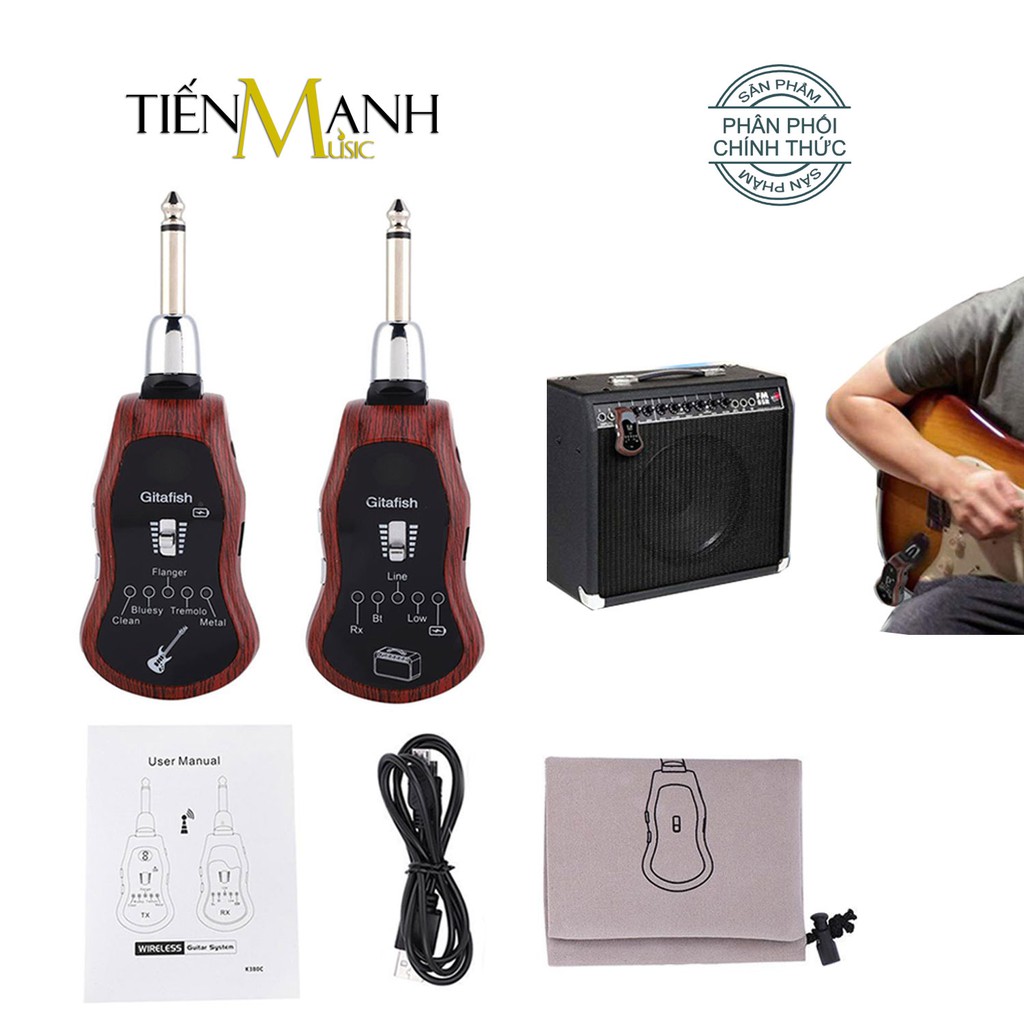 GitaFish K380C Bộ Thu Phát Tín Hiệu Không Dây Wireless System - (Pin sạc, Dùng cho Đàn Guitar và mọi loại Nhạc Cụ khác)