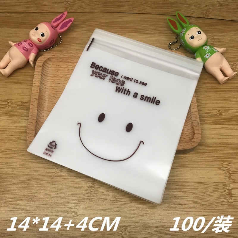 Bộ 100 Túi Nhựa Đựng Bánh Hình Mặt Cười Xinh Xắn