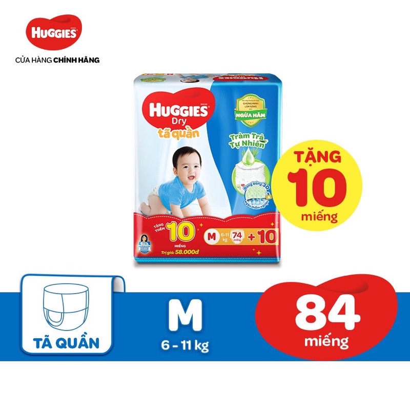 (Tặng 8 miếng)Tã quần Huggies Super Jumbo M74/L68/XL62/XXL56