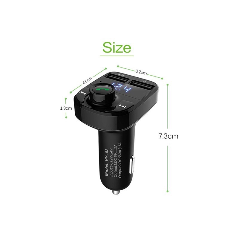 Máy nghe nhạc mp3 bluetooth cho xe hơi tích hợp FM và chức năng sạc với 2 cổng USB