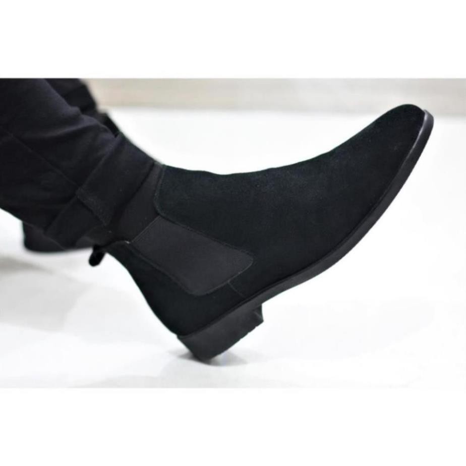 [Sale 3/3]giày chelsea boot cổ cao da bò lộn 4 Màu : Đen - Xám Nhạt - Vàng - Vàng Bò (2H - 56) -pi9