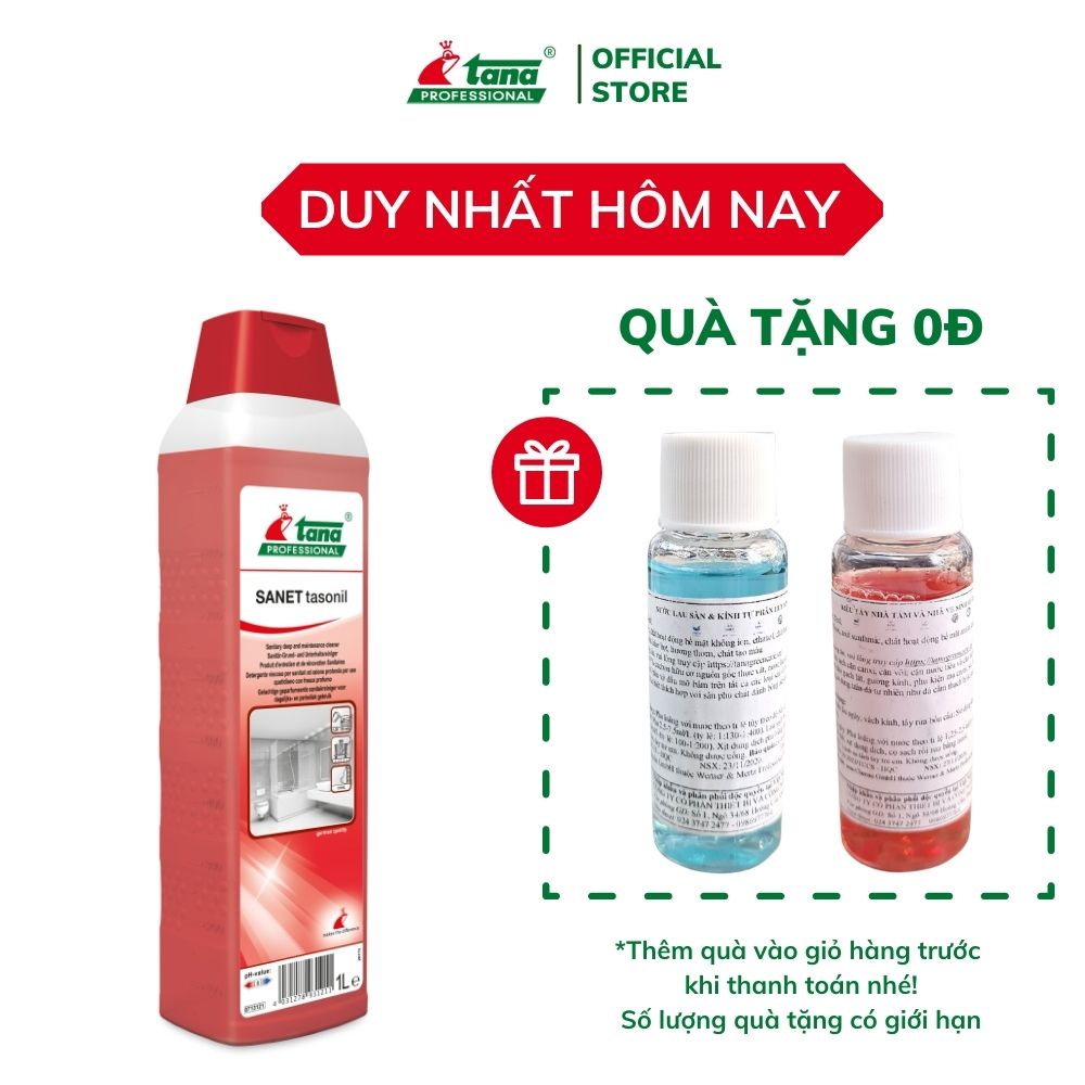 Tẩy cặn canxi SANET tasonil NHẬP KHẨU ĐỨC tẩy sạch các vết ố vàng vòi sen, vách kính, lavabo, bồn cầu 1L
