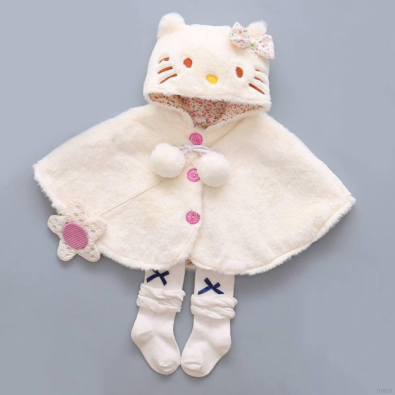 Áo khoác nhung thêu hình mèo cho bé gái