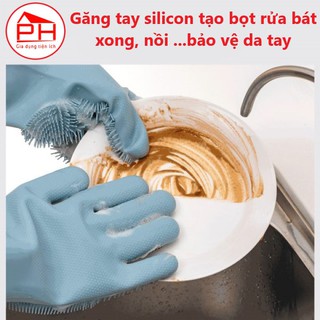 Găng Tay rửa bát Silicon có gai đa năng giúp dễ dàng cọ rửa sạch bát đĩa , hoa quả , lau chùi nhà cửa , bếp, nhà vệ sinh