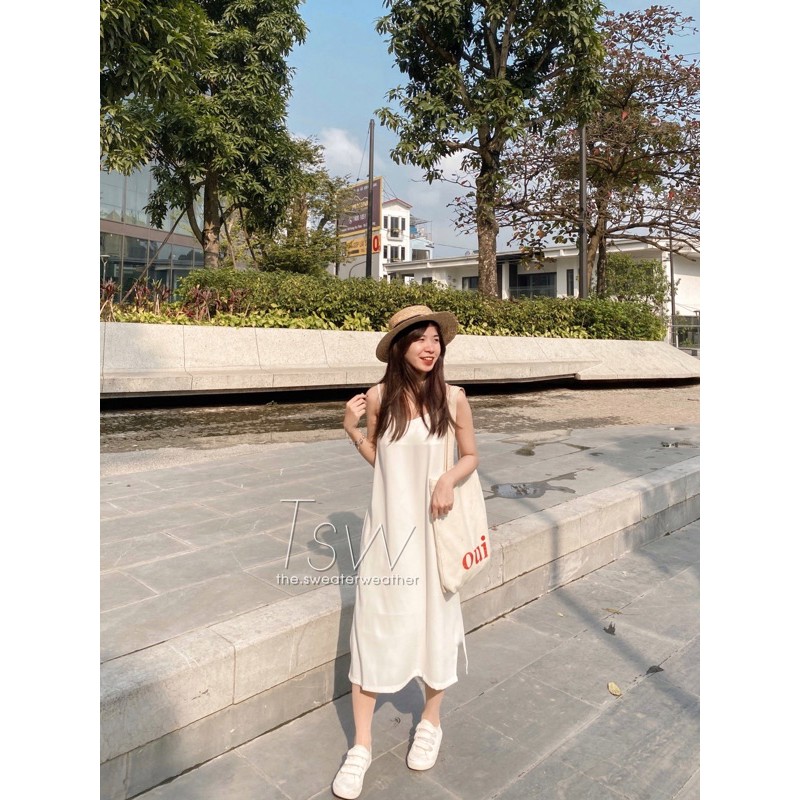 Váy hai dây voan trơn 02, đầm 2 dây trơn (ảnh thật) | BigBuy360 - bigbuy360.vn