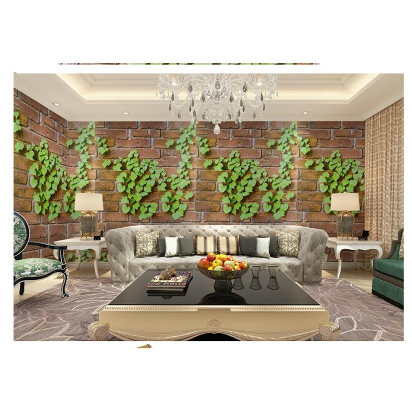 Decal giấy dán tường dây leo đá xám (khổ rộng 0.45m)