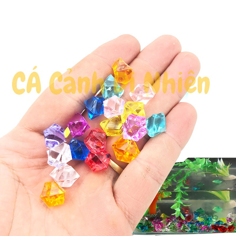 Túi 50 viên đá pha lê size NHỎ 1 cm trang trí hồ cá cảnh