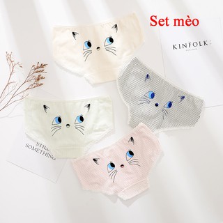 Quần lót nữ cotton họa tiết hoạt hình cute dễ thương (Set4c) -Đồ lót kháng khuẩn | YAM_shop