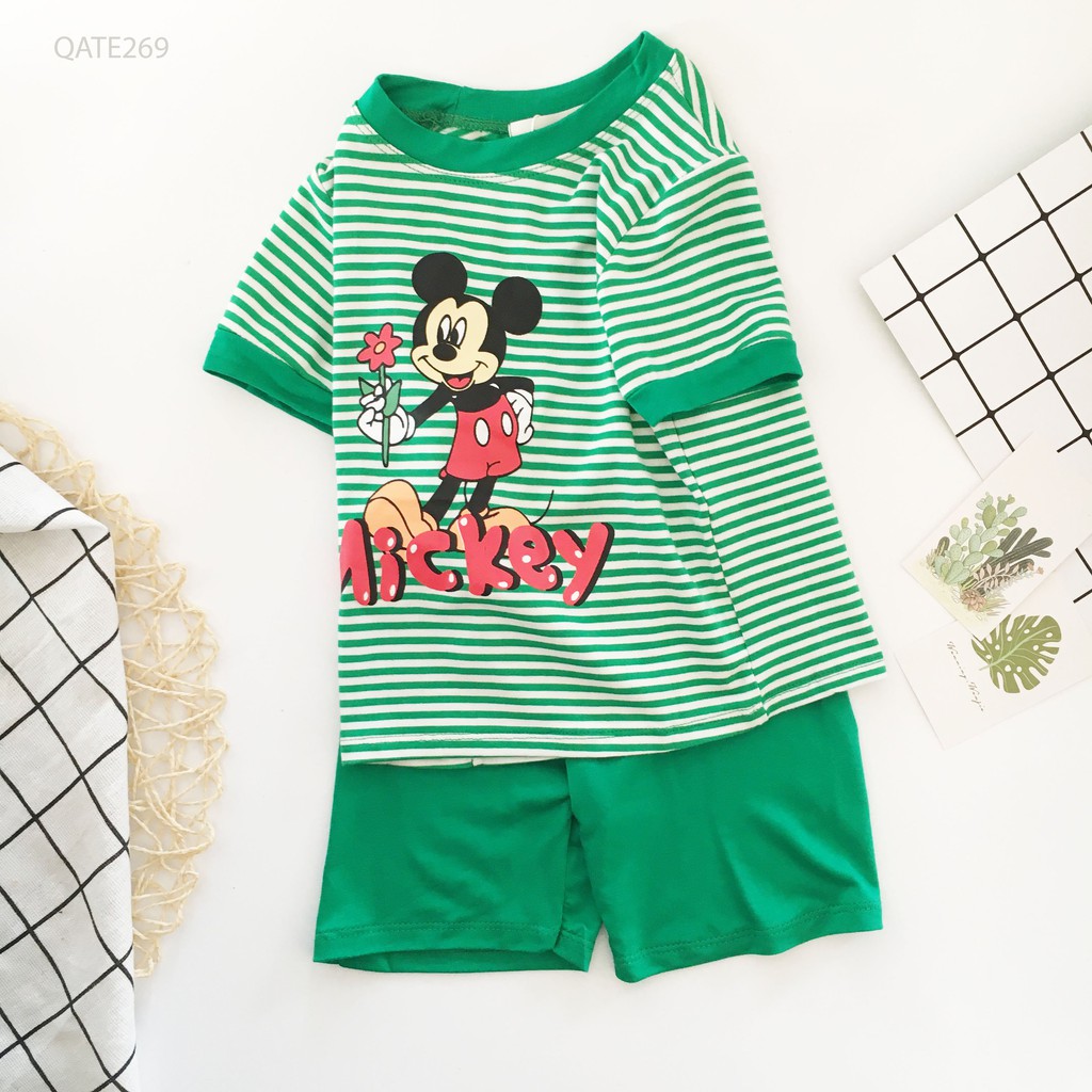 Bộ Cộc Kẻ Cotton Hàng Minky Mom Phiên Bản Hoạt Hình HOT 2021 NamKidShop (QATE269)