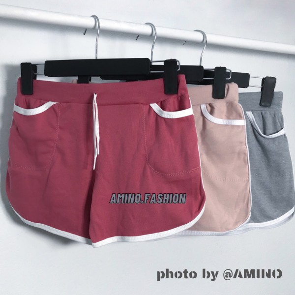 Quần đùi nữ phối túi sọc chạy viền mặc nhà, tập GYM chất thun cotton mặc mát, thoải mái | BigBuy360 - bigbuy360.vn