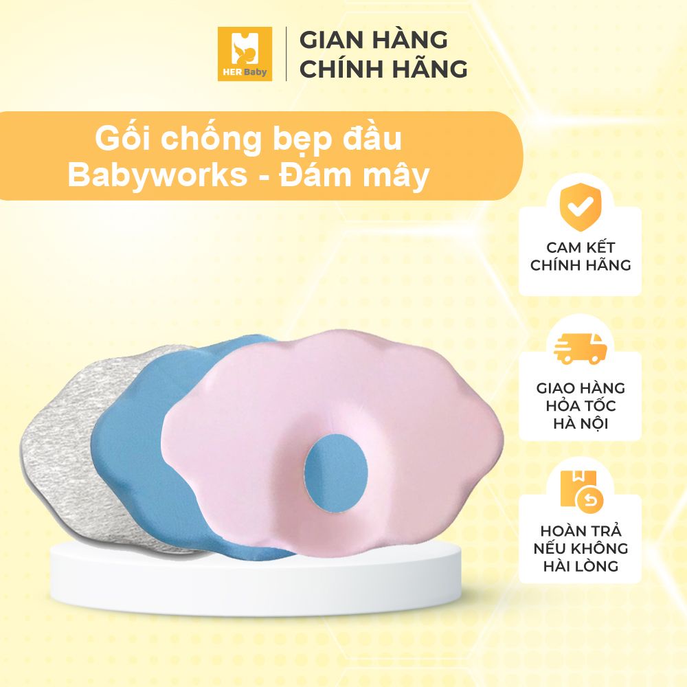 Gối chống bẹp đầu cao su non Babyworks cho bé thoải mái, ngủ say giấc, đúng tư thế - Herbaby