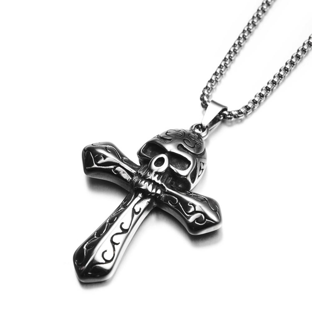 Mặt Dây Chuyền Đầu Lâu ESPO Punk|Nhẫn Inox Phong Cách Gothic Cá Tính Cho Nam