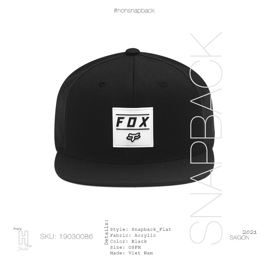 Mũ snapback thời trang nam màu đen cao cấp logo FOX vải màu đen hàng chất lượng tiêu chuẩn xuất khẩu khóa gài bấm