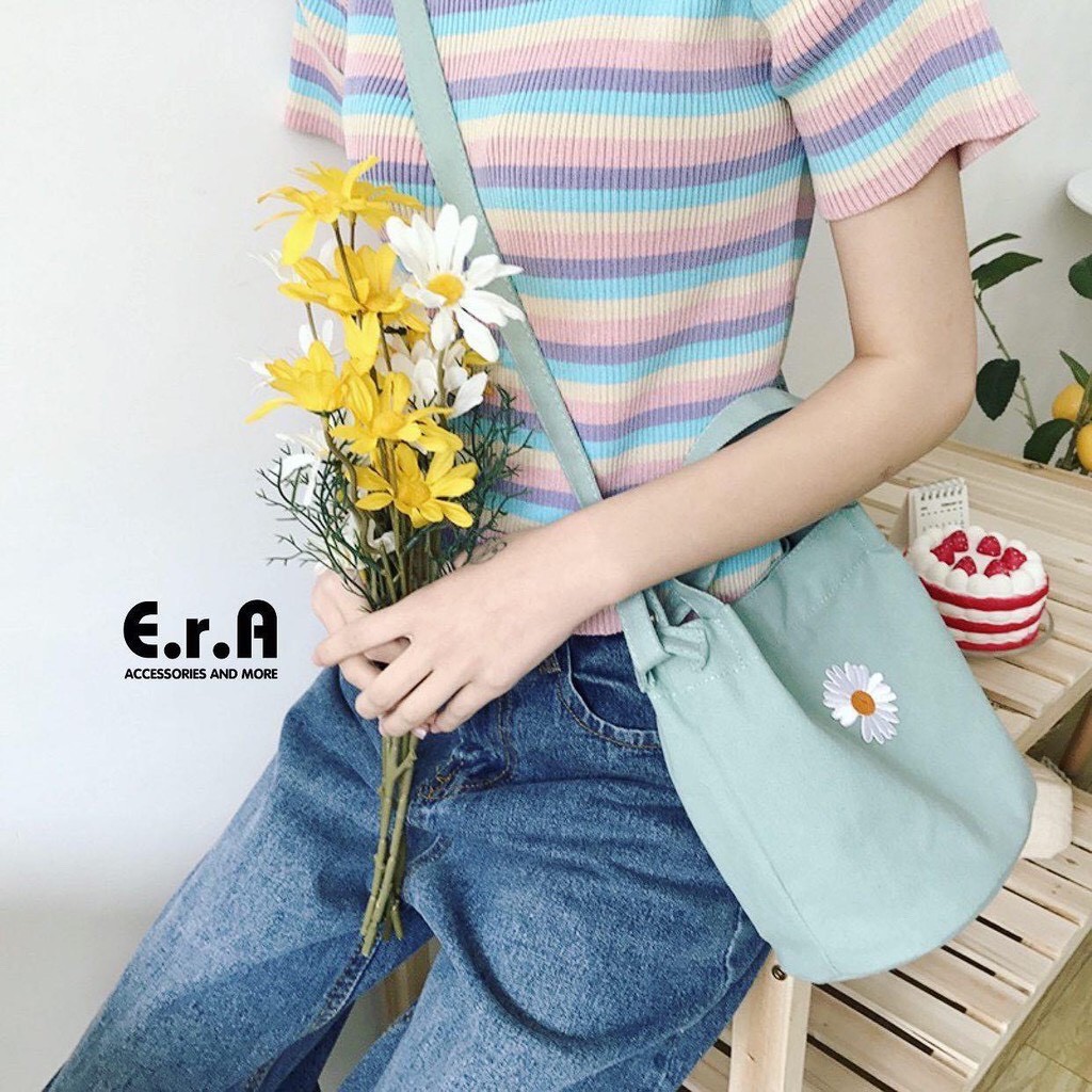 Túi Tote Dây Chéo Dành Cho Nữ ERASHOP 076515 - Cúc Trắng Nền Nhiều Màu Đáng Yêu Hot Trend Cực Rẻ Đẹp