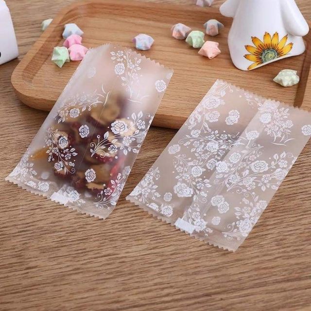 Túi đựng bánh cookie 7x10cm các mẫu, hoa đào., lá khoai