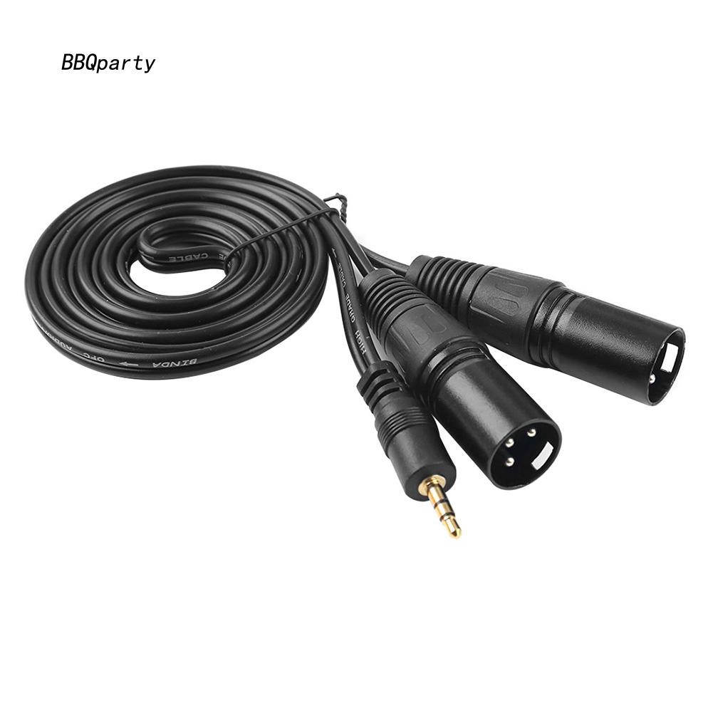 Dây Cáp Âm Thanh Nối Dài 1.5M 3.5mm Với 2 Cổng XLR Cho Điện Thoại Laptop