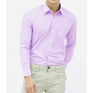 Áo sơ mi nam tay dài vạt bầu Slim Fit Vĩnh Tiến 330 - tím nhạt