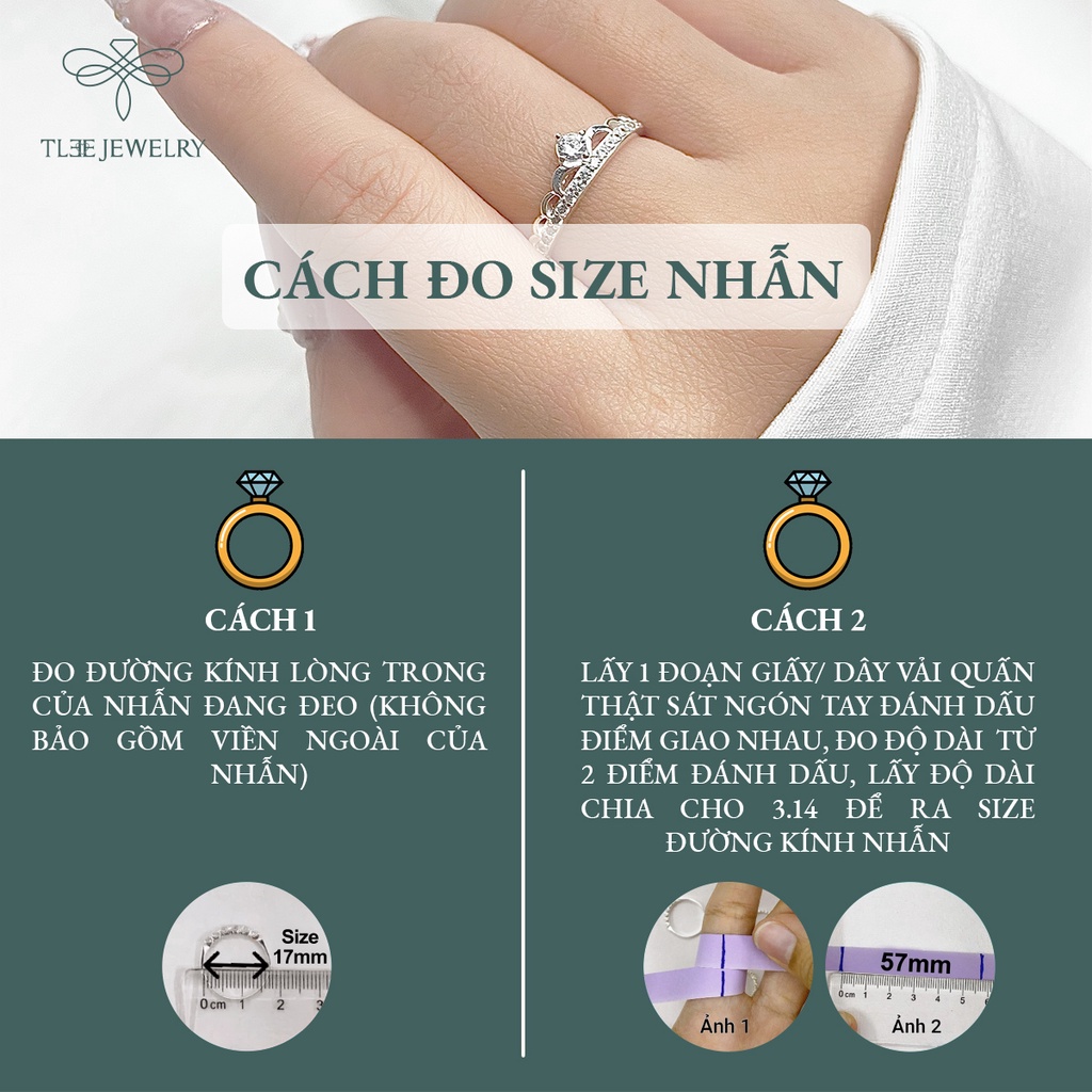 Nhẫn bạc nữ TLEE vương miện nữ hoàng sang trọng NCJ A0128