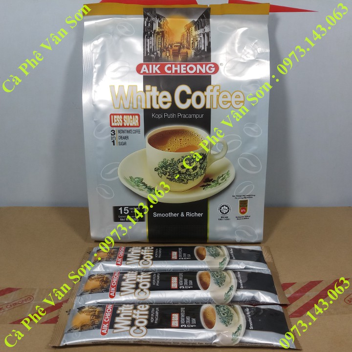 Gói nhỏ cà phê ít đường 40g Aik Cheong White Coffee (less sugar) Malaysia