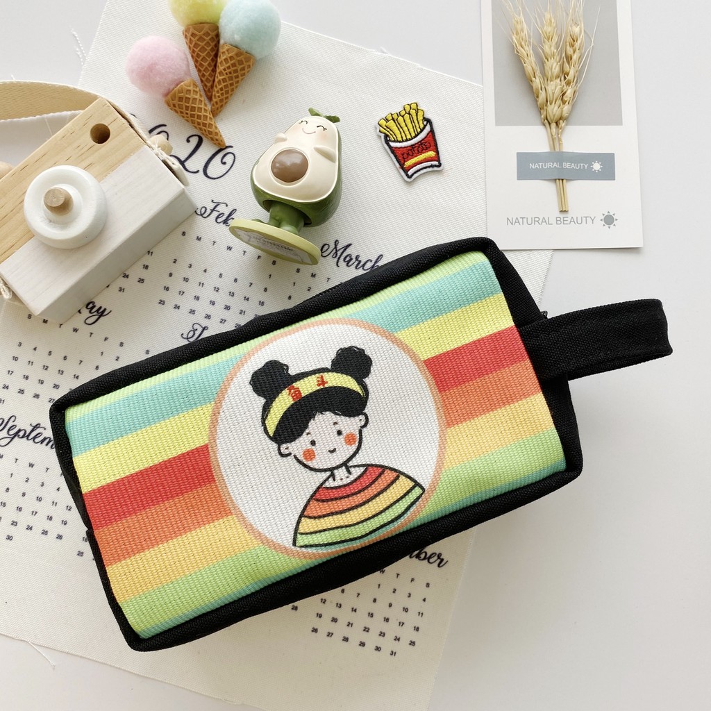 [Mã FAMAYWA2 giảm 10K đơn 50K] [Hình chụp thật] Bóp Viết Vải Canvas Cô Gái Cầu Vồng | BigBuy360 - bigbuy360.vn