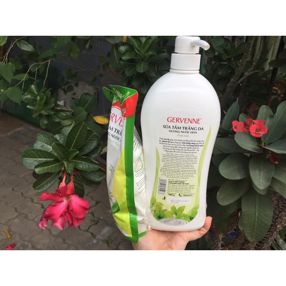SỮA TẮM GERVENNE 3 màu 3 mùi hương mix thơm ngọt 900G + Tặng túi sữa tắm 380g