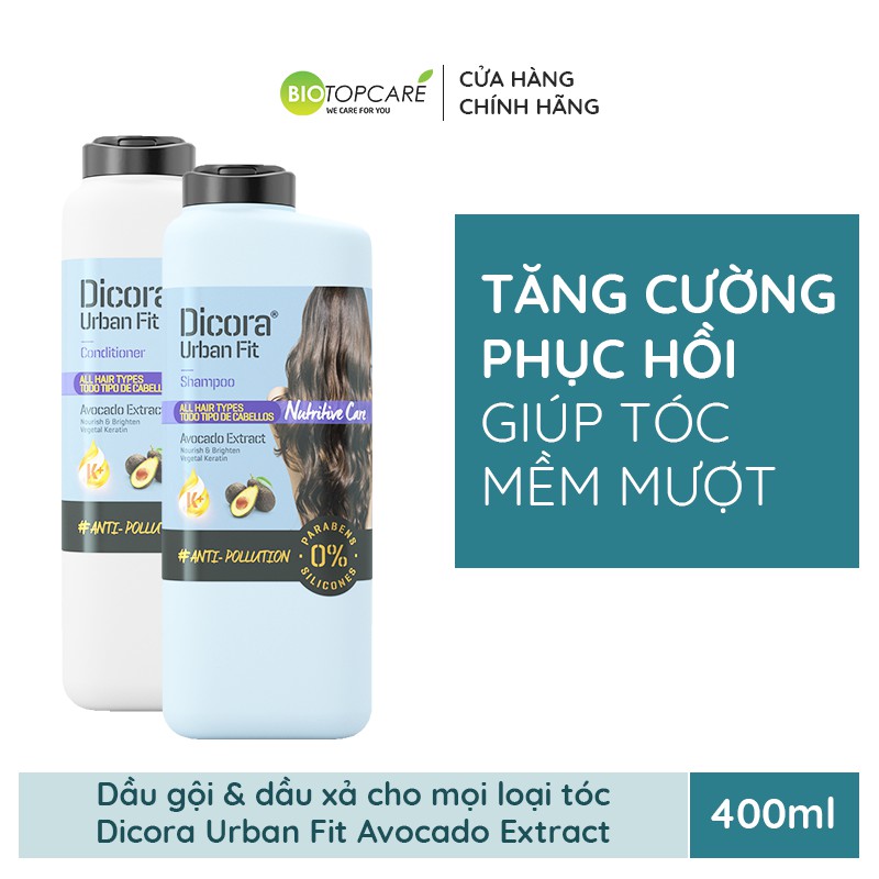 Cặp Dầu Gội Xả Dicora Urban Fit Dành Cho Mọi Loại Tóc Chiết Xuất Trái Bơ 400ml - TN066