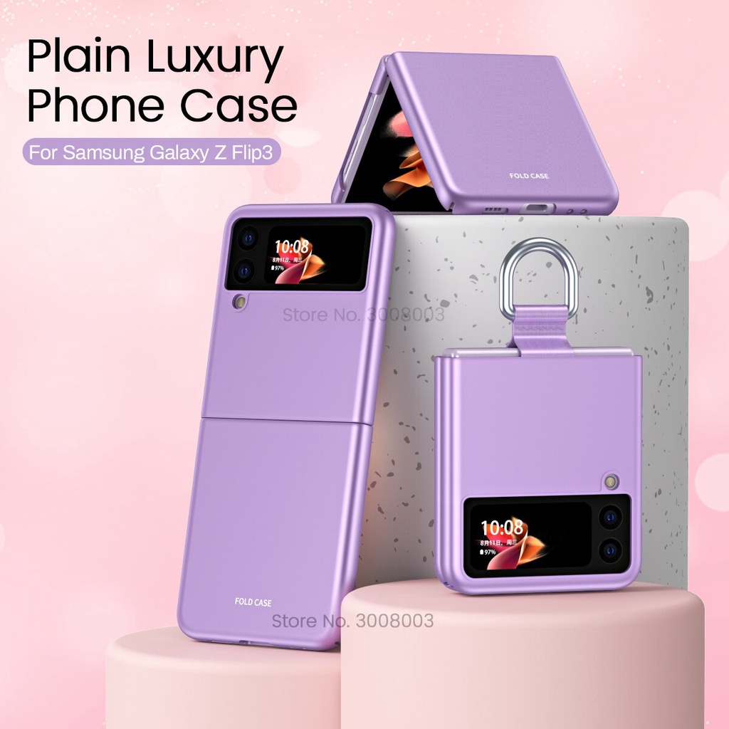 Samsung Galaxy Z Flip 3 5G Case Ultra-Thin Matte Hard PC Shockproof Coque ZFlip3 Case With Finger Ring Holder Cove
