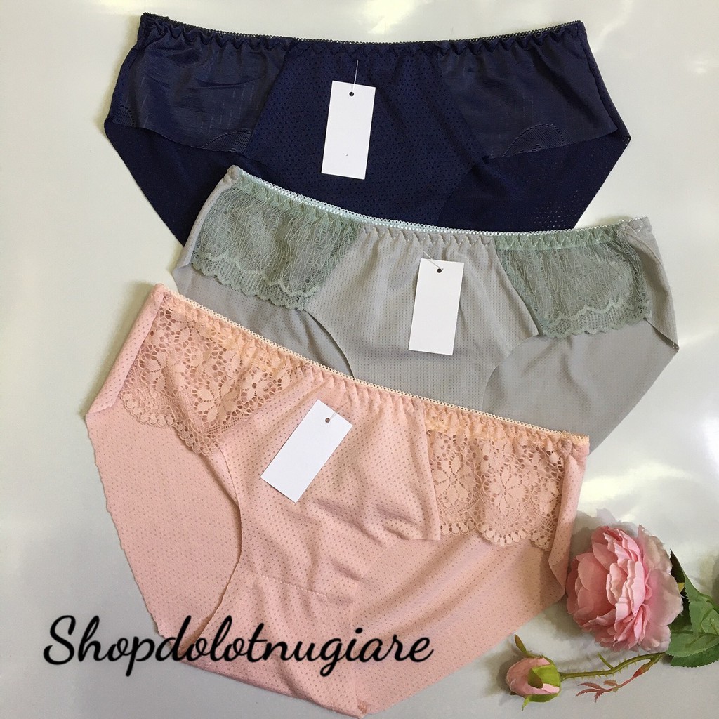 Quần lót cotton thông hơi phối ren hai bên suờn đẹp mát cho chị e từ 45 - 58kg | BigBuy360 - bigbuy360.vn