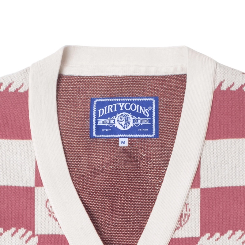 Áo Cardigan Dico Checkerboard Knit - Hồng