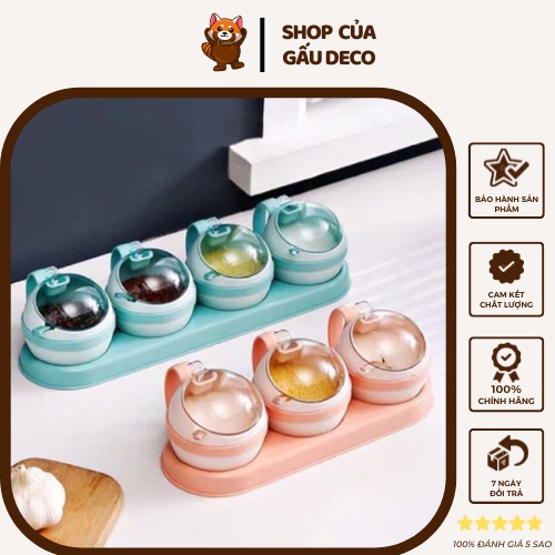 Hũ đựng gia vị bằng nhựa - FREESHIP - Có nắp đậy, set 3-4 hũ