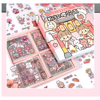 10 tấm sticker pet chủ đề lễ hội hoa anh đào dễ thương