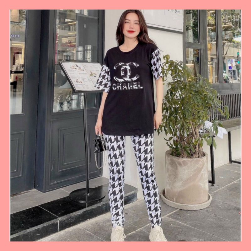 Set Bộ Nữ Thun Cotton Hình Thêu Quần Dài🎀Size dưới 65kg