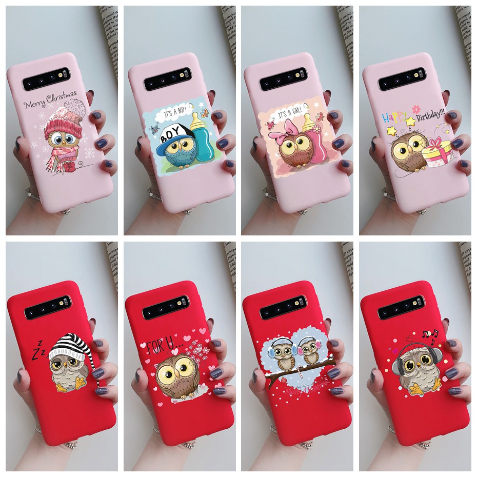 Ốp điện thoại silicon mềm họa tiết chim cú đáng yêu cho Samsung Galaxy S10 Plus S10e